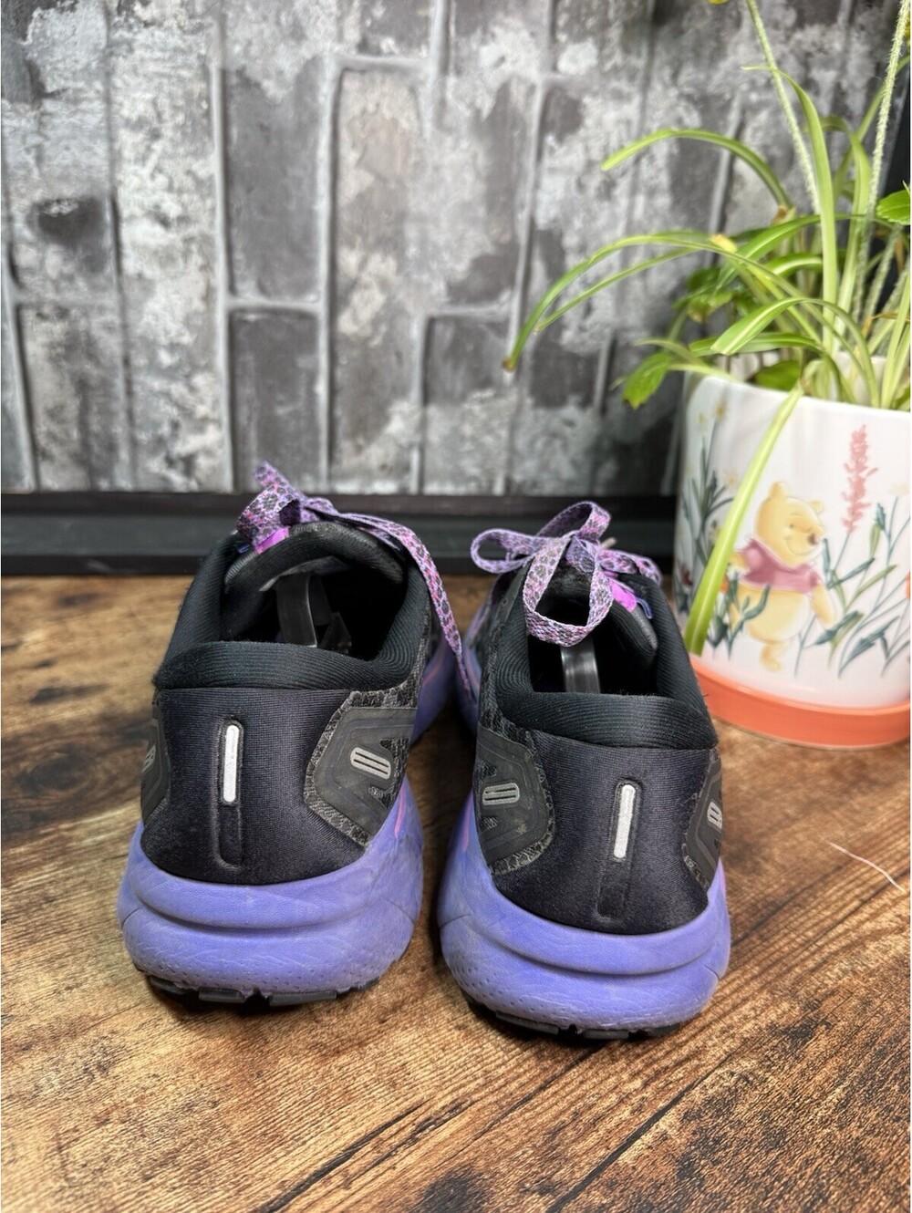 Brooks Ghost 14 Electric Cheetah Run Wild Black/Purple Low Top Athletic Sneaker - Picture 4 of 7